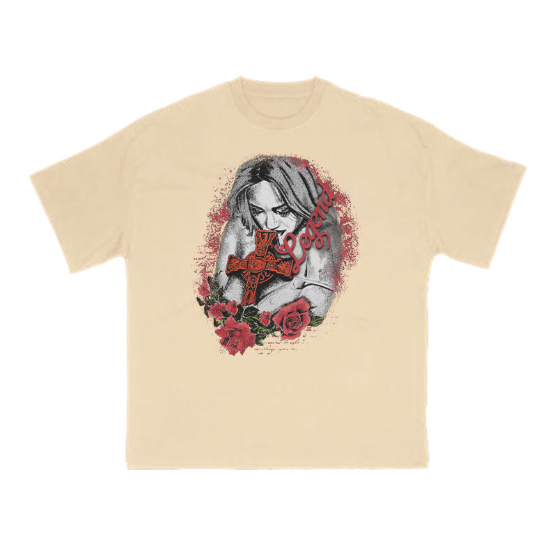 Unisex Legend Print T-shirt - Apricot - US16-18(2XL) - image 6