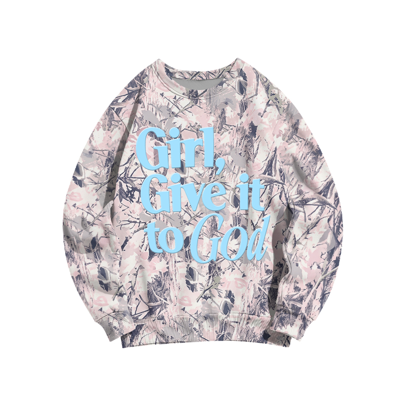 Faith Inspired Girl Give It To God Camo Forget Sweatshirt - Pink Camo - 3XL - image 15
