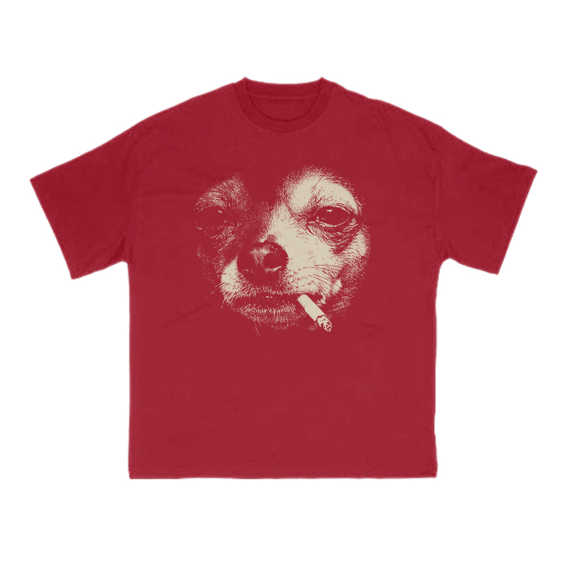 Smoking Dog Meme Print T-shirt - Red - US16-18(2XL) - image 10
