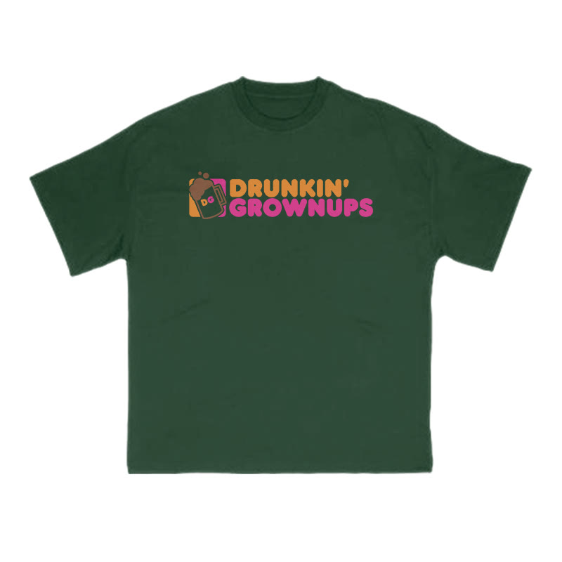 Drunkin Grownups Print T-shirt - Green - US16-18(2XL) - image 7