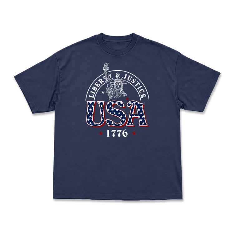 Liberty and Justice USA 1776 Patriotic Graphic T-Shirt - Navy Blue - US16-18(2XL) - image 11
