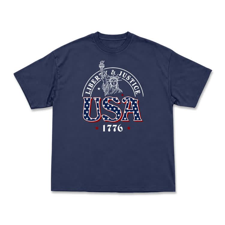 Liberty and Justice USA 1776 Patriotic Graphic T-Shirt - Navy Blue - US16-18(2XL) - image 11