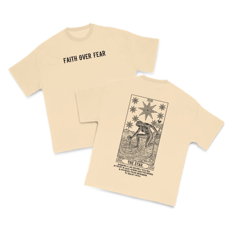 Faith Over Fear Tarot The Star Print T-shirt - Apricot - US16-18(2XL) - image 5