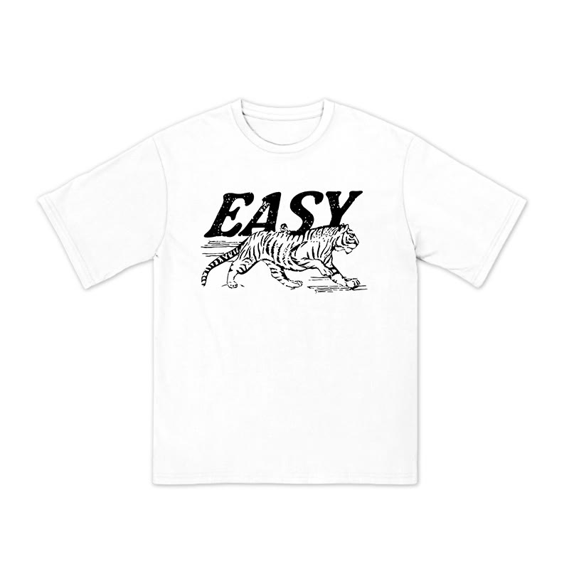Unisex 100% Cotton Easy Tiger Print T-shirt