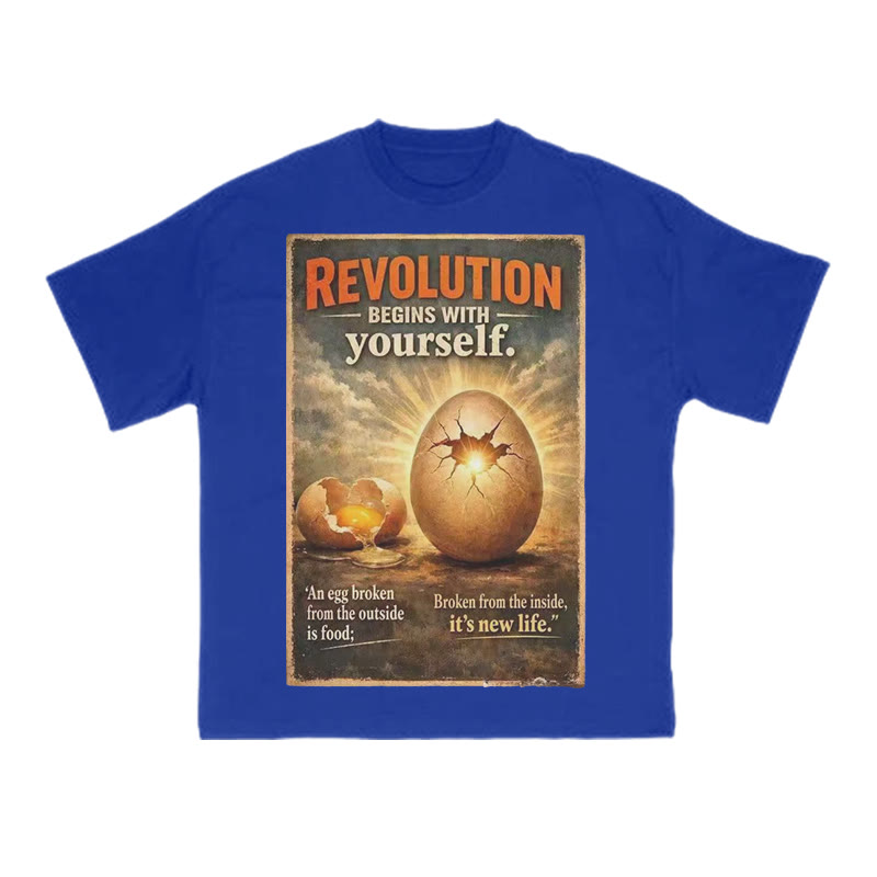Revolution Begins With Yourself Print T-shirt - Blue - US16-18(2XL) - image 7