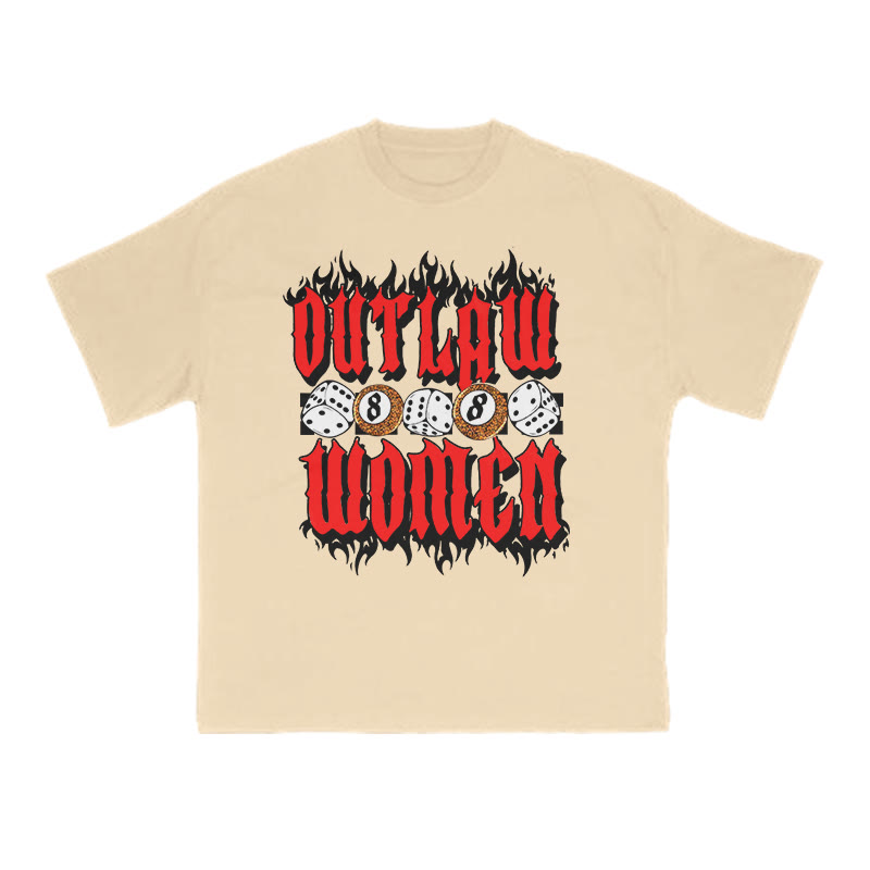 Unisex Outlaw Women Dice Print T-shirt - Apricot - US16-18(2XL) - image 5