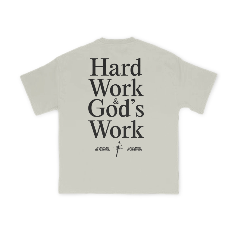 Hard Work & God’s Work Print T-shirt - Warm Grey - US16-18(2XL) - image 5
