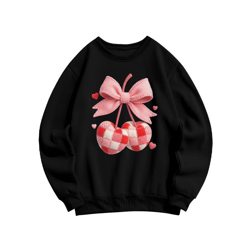 Checked Cherry Valentine's Day Print Sweatshirt - image 3