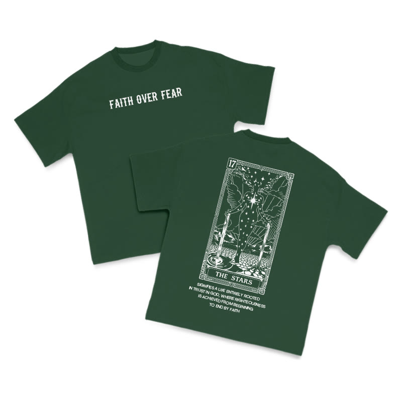 Faith Over Fear Tarot 17 The Star Print T-shirt - Green - US16-18(2XL) - image 11