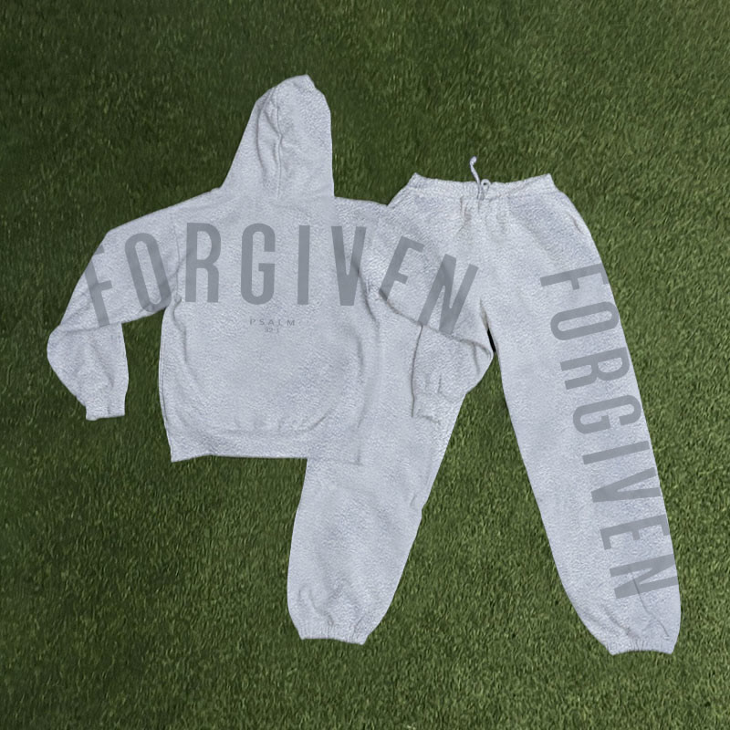 Unisex Forgiven Psalm 32:1 Print Hoodie Set - Grey - US16-18(2XL) - image 13