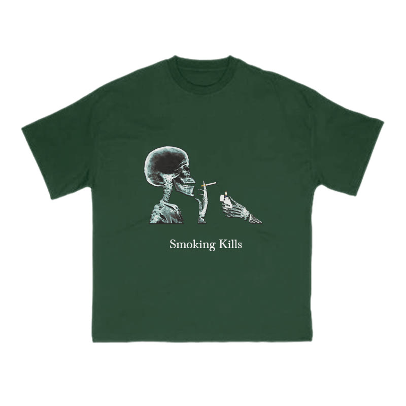 Smoking Kills Print T-shirt - Green - US16-18(2XL) - image 7