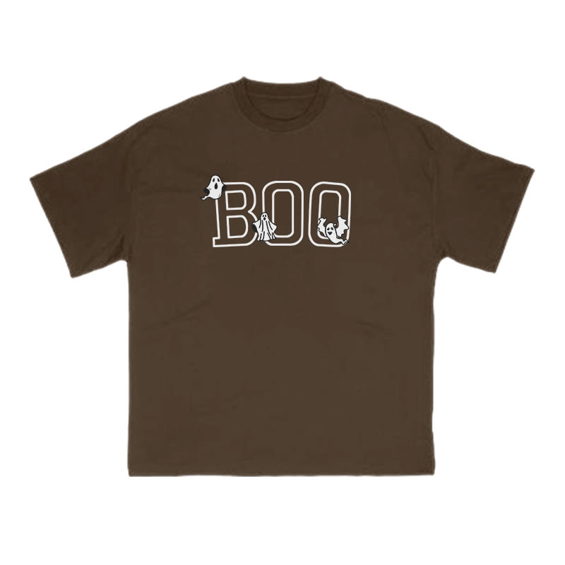 Unisex 100% Cotton Ghost Boo Halloween Print T-shirt - Coffee - US16-18(2XL) - image 6