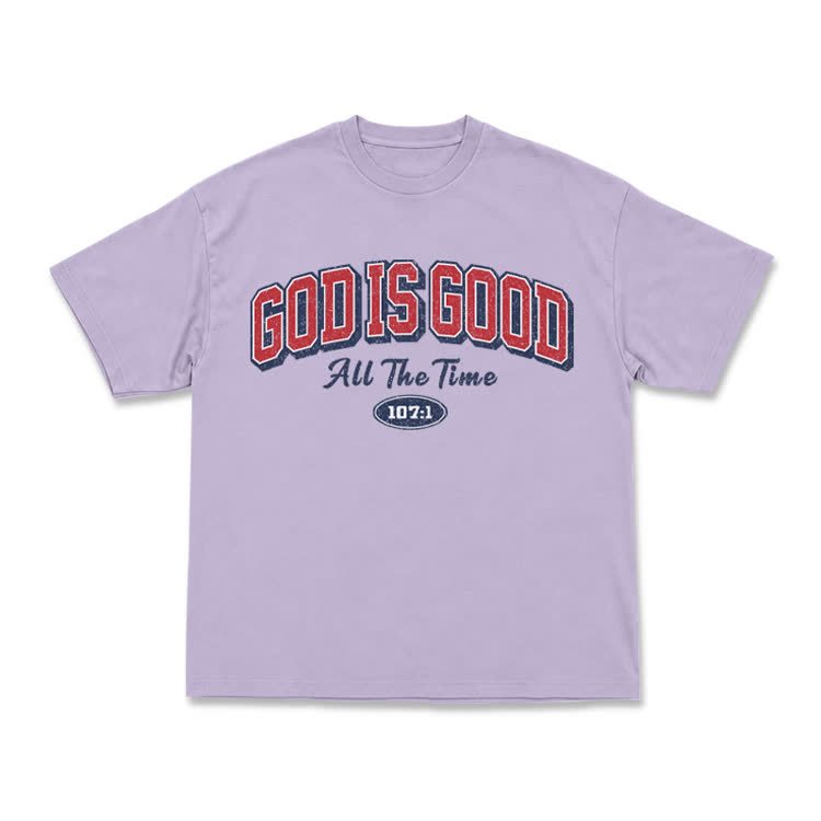 Classic Faith Letter God Is Good Graphic T-Shirt - Purple - US16-18(2XL) - image 13