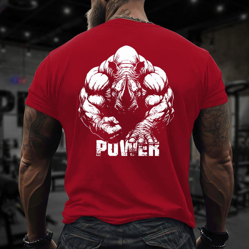 Gym 100% Cotton Power Print T-shirt - Red - US16-18(2XL) - image 10