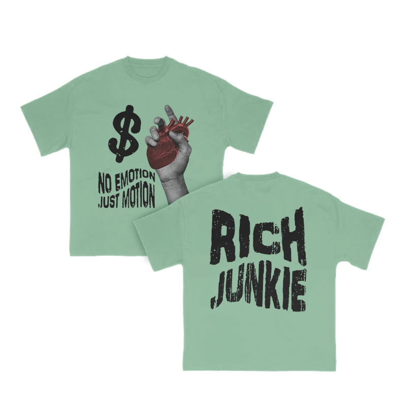 Unisex No Emotion Just Motion Print T-shirt - Green - US16-18(2XL) - image 8