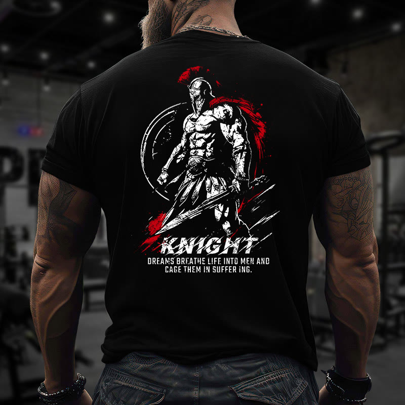Gym 100% Cotton Knight Dreams Breathe Life Into Men And Cage Them In Suffer Ing Print T-shirt - image 5
