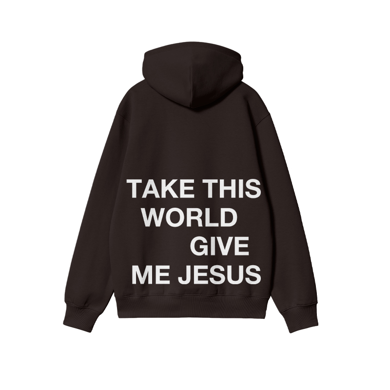 Take This World Give Me Jesus Print Hoodie - Coffee - US16-18(2XL) - image 6