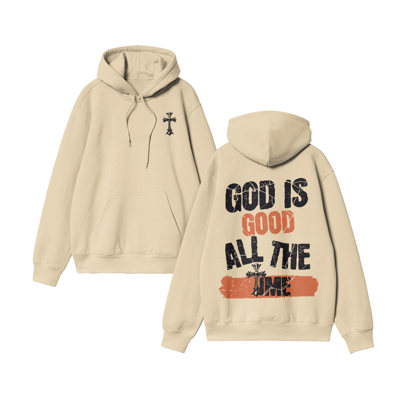 Unisex God Is Good All The Time Print Hoodie - Apricot - US16-18(2XL) - image 5
