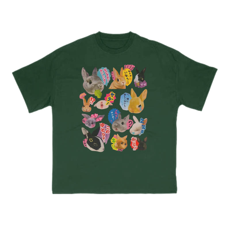 Cute Bunny Print T-shirt - Green - US16-18(2XL) - image 8
