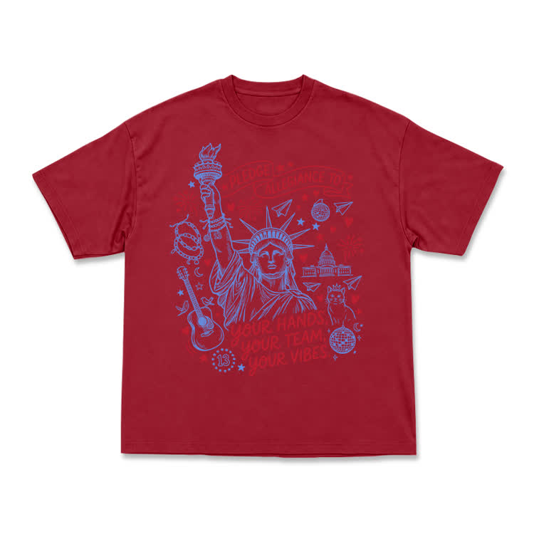 Retro Americana Statue Of Liberty T-shirt - Red - US16-18(2XL) - image 5