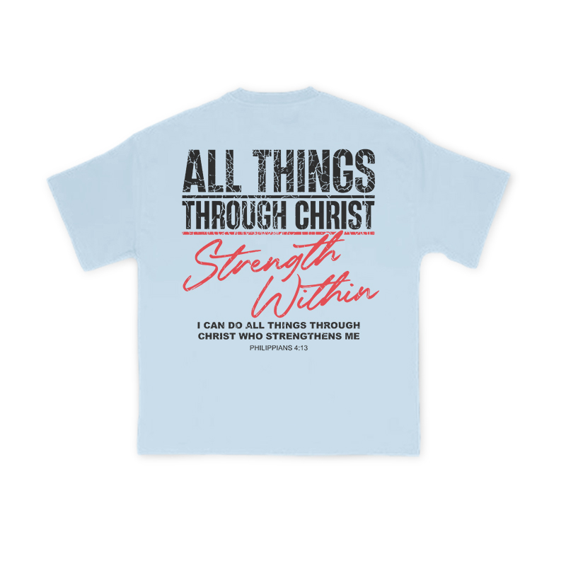 All Things Through Christ Print T-shirt - Light Blue - US16-18(2XL) - image 10