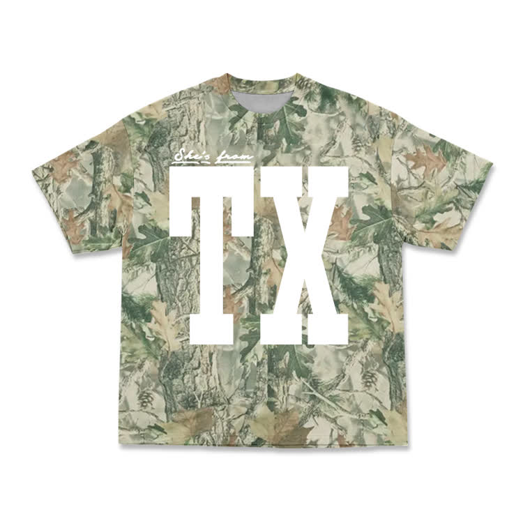 Vintage Forest Camo Graphic T-Shirt - TX - Green - 5XL - image 3
