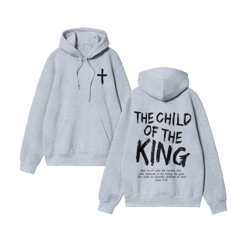 Unisex The Child Of The King John 1:12 Print Hoodie - Grey - US16-18(2XL) - image 4