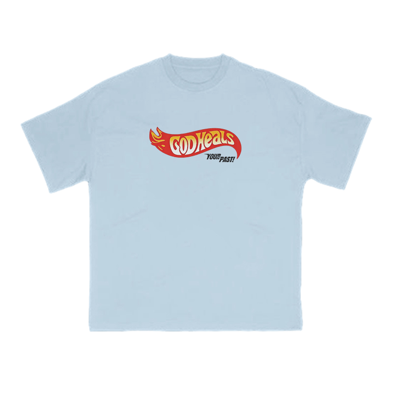 God Heals Your Past Print T-shirt - Light Blue - US16-18(2XL) - image 13