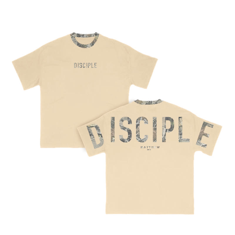 Disciple Matthew 28:19 Dead Leaves Camouflage Print T-shirt - Apricot - 8XL - image 9