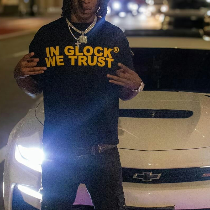 In Glock We Trust Print T-shirt 