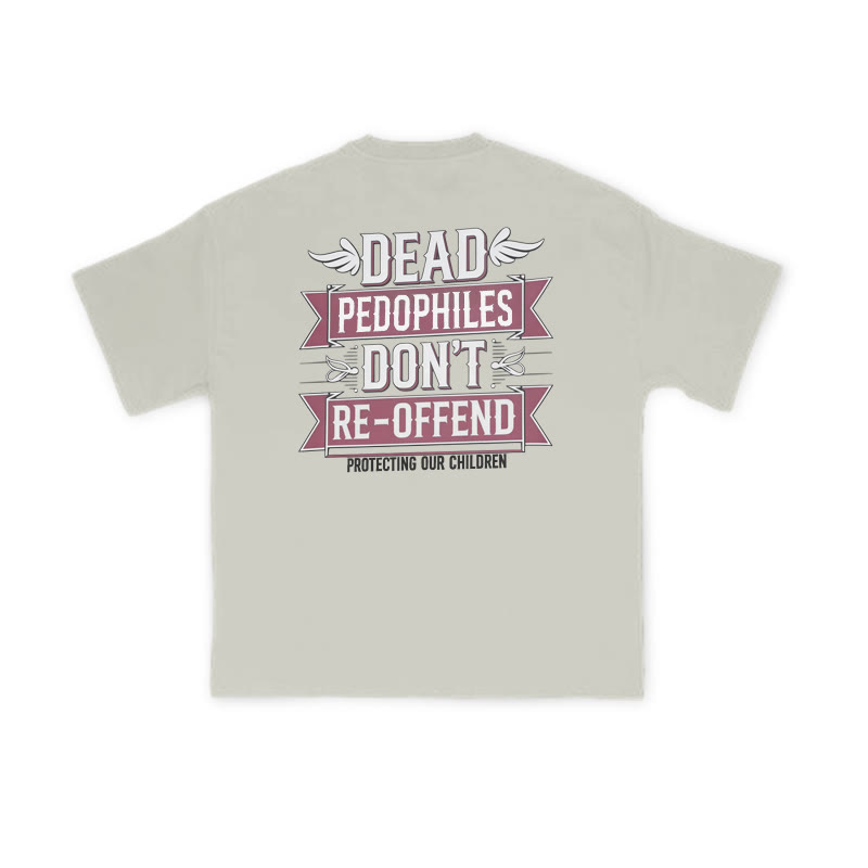 Dead Pedophiles Don't Re-offend Wings Print T-shirt - Warm Grey - US16-18(2XL) - image 4