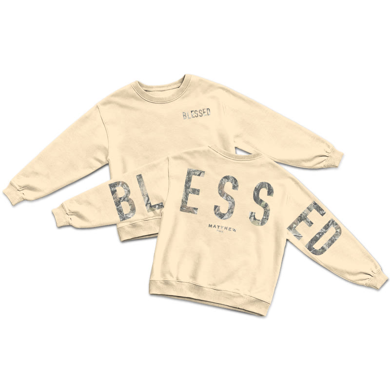 Dead Leaves Camouflage Blessed Matthew 5:3-12 Print Sweatshirt - Apricot - US16-18(2XL) - image 4
