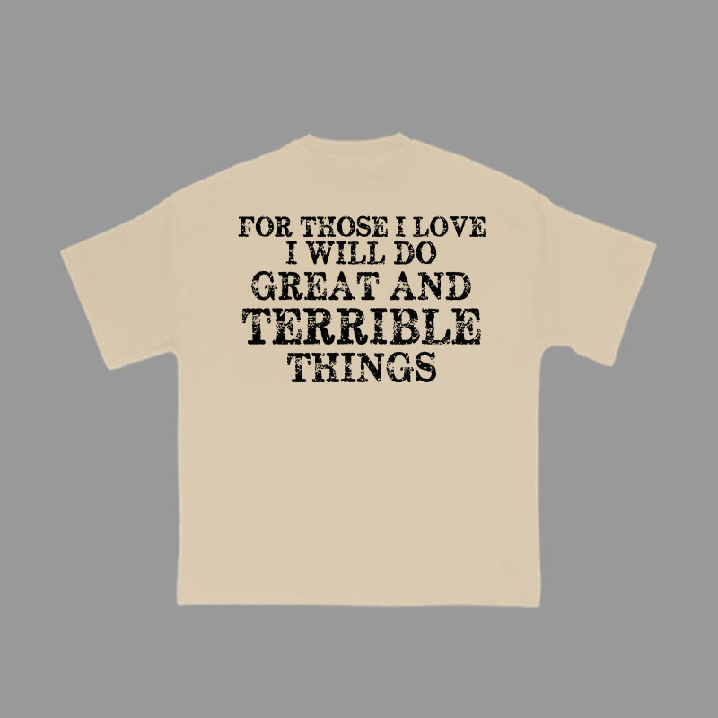 Unisex 100% Cotton For Those I Love I Will Do Great And Terrible Things Print Gym T-shirt - Apricot - 2XL - image 4