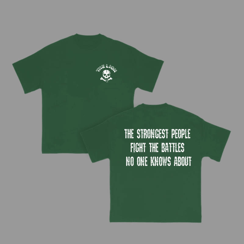 Unisex 100% Cotton The Strongest People Fight The Battles No One Knows About Print Gym T-shirt - Green - 2XL - image 6