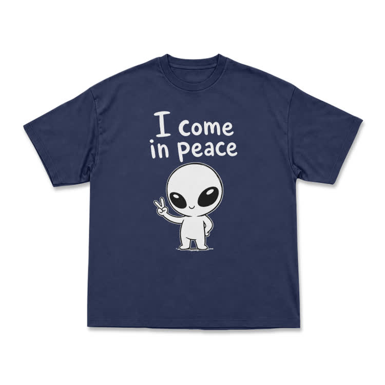 I Come in Peace Alien Graphic T-Shirt - Navy Blue - US16-18(2XL) - image 11