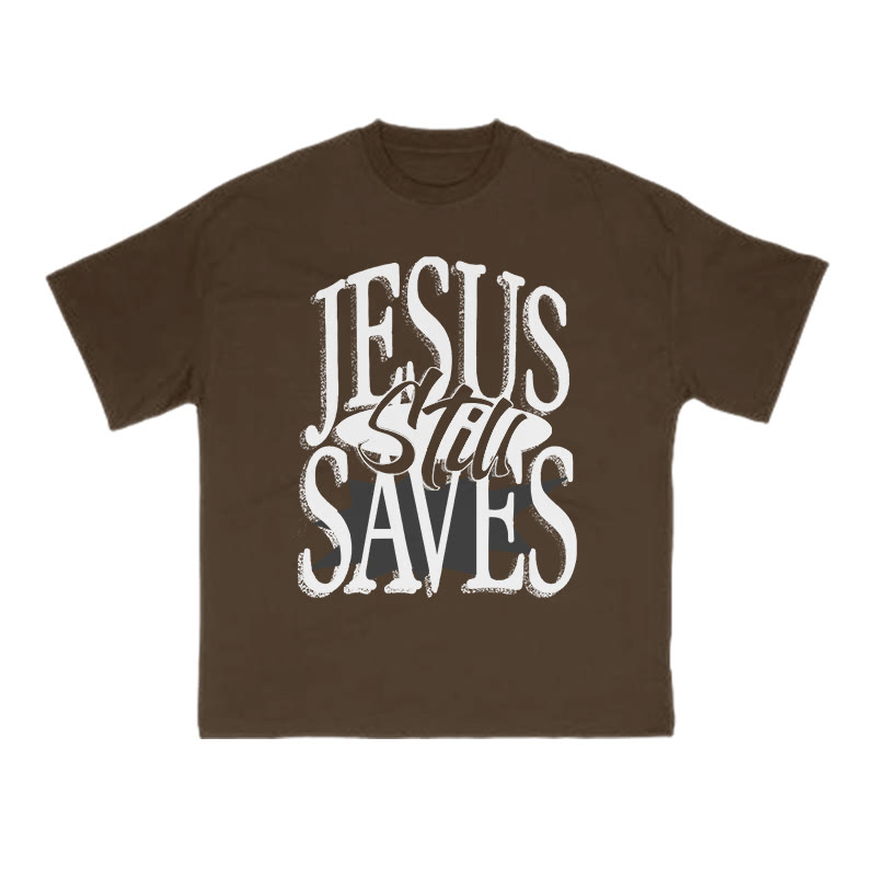 Unisex 100% Cotton Jesus Still Saves Print T-shirt - Coffee - US16-18(2XL) - image 6