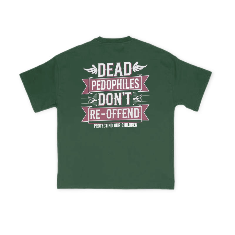 Dead Pedophiles Don't Re-offend Wings Print T-shirt - Green - US16-18(2XL) - image 9