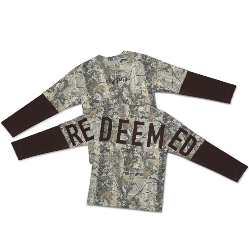 Dead Leaves Camouflage Redeemed Galatians 2:20 Print Layered-style T-shirt  - Coffee - 5XL - image 4