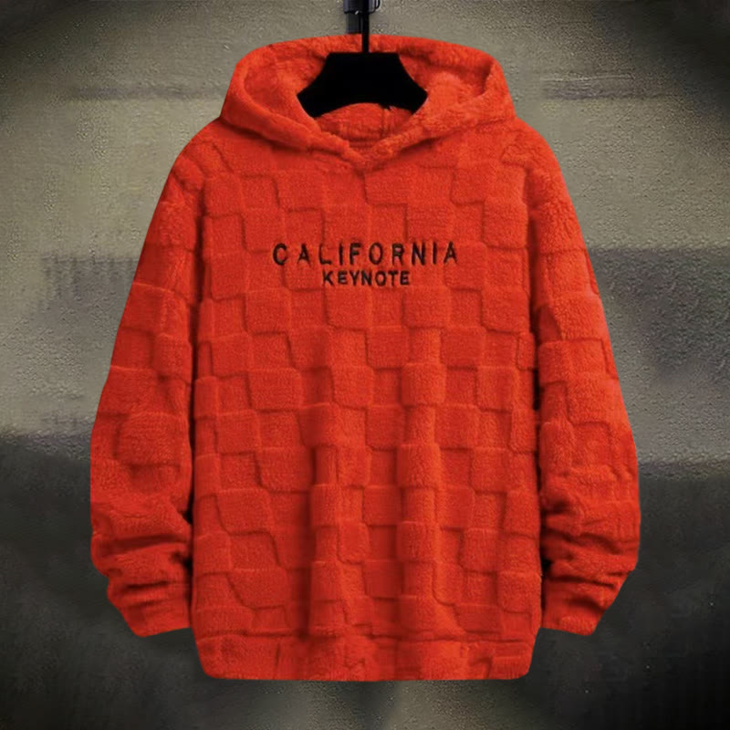 Casual Check Furry California Embroidered Hoodie