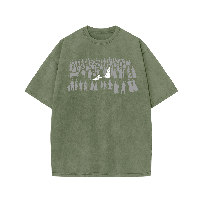 Vintage Silhouette Graphic Graphic Print Acid Washed T-shirt - Army Green - US20-22(3XL) - image 4