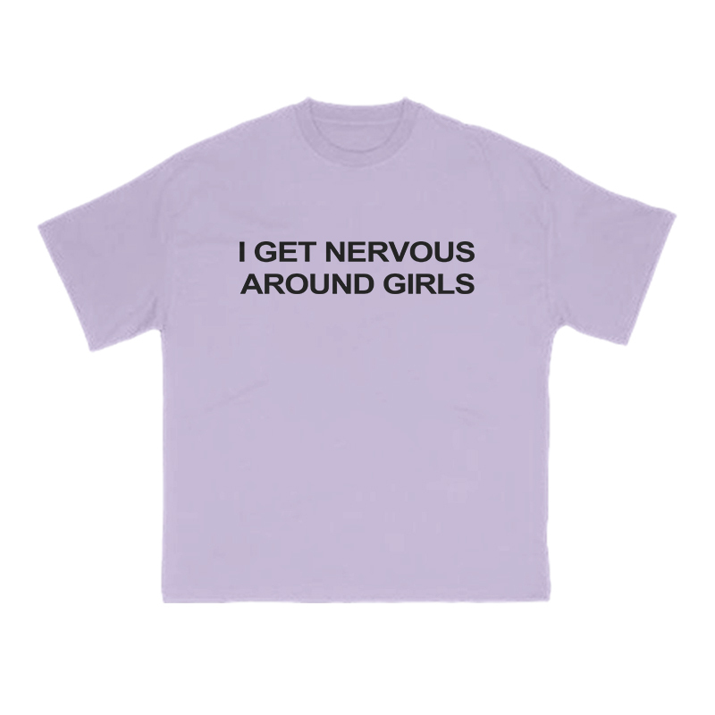 I GET NERVOUSAROUND GIRLS Print T-shirt - Purple - US16-18(2XL) - image 7