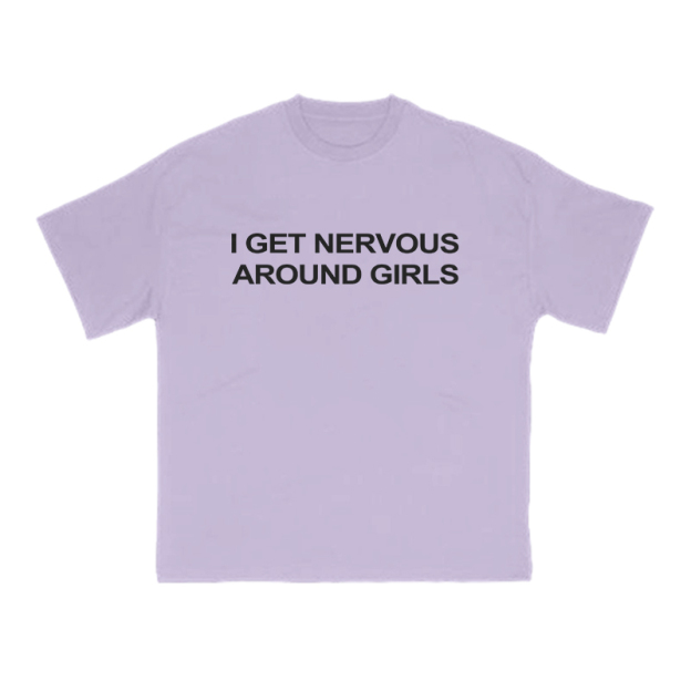 I GET NERVOUSAROUND GIRLS Print T-shirt - Purple - US16-18(2XL) - image 7