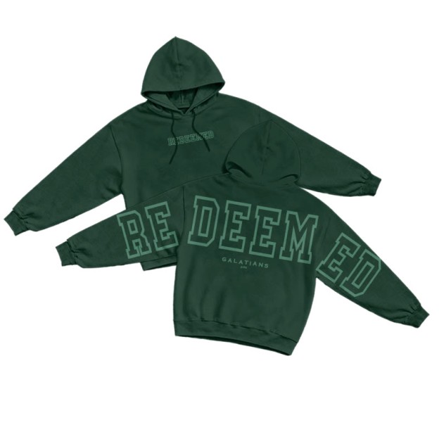 REDEEMED GALATIANS 2:20 Hollow Print Hoodie - Dark Green - US16-18(2XL) - image 8