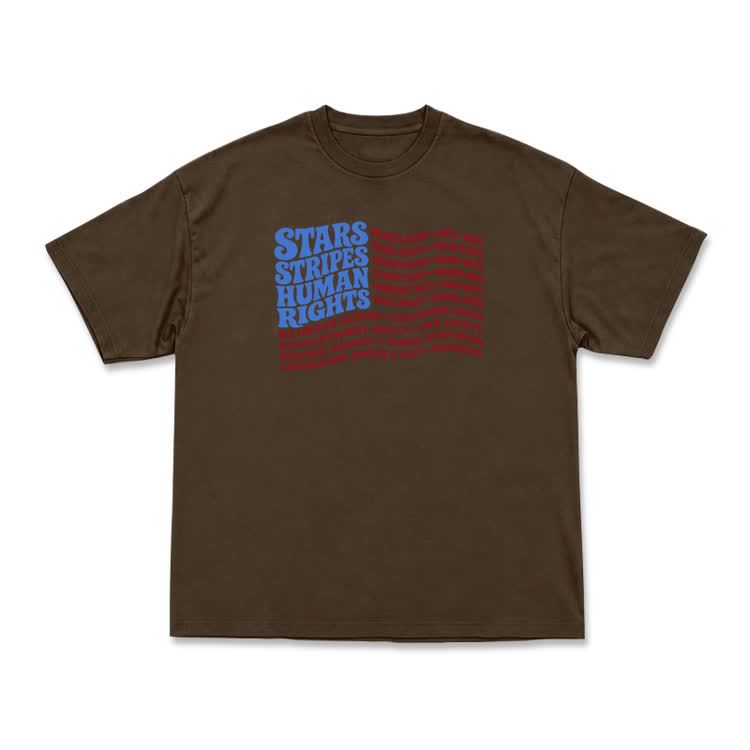 Statement Stars Stripes Human Rights Graphic T-Shirt - Coffee - US16-18(2XL) - image 9