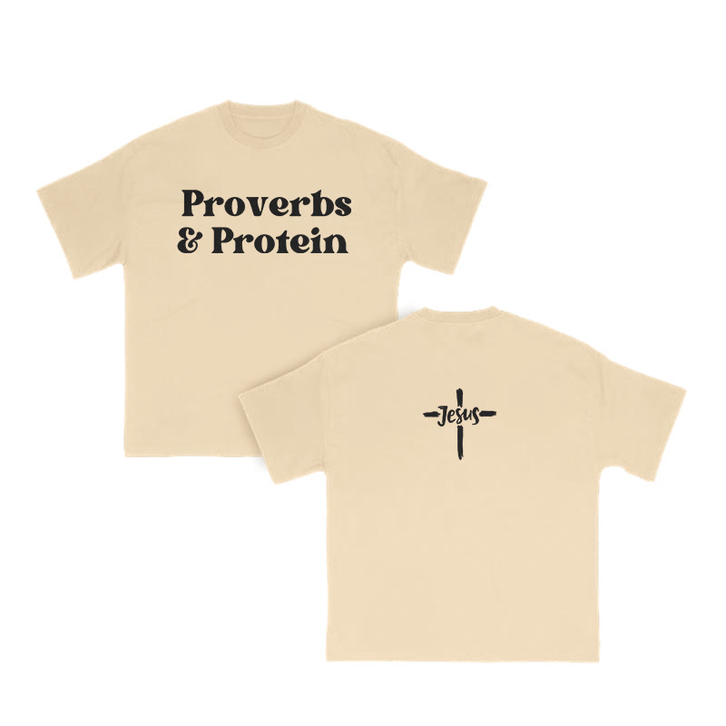 Proverbs & Protein Jesus Cross Print T-shirt - Apricot - US16-18(2XL) - image 7