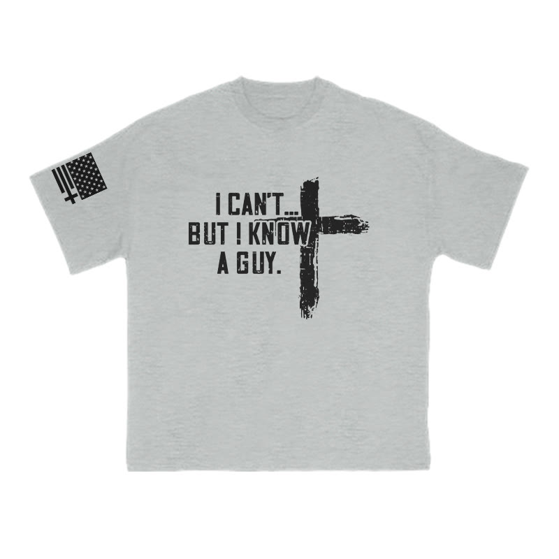 I Can't But I Know A Guy Cross Print T-shirt - Grey - US16-18(2XL) - image 3