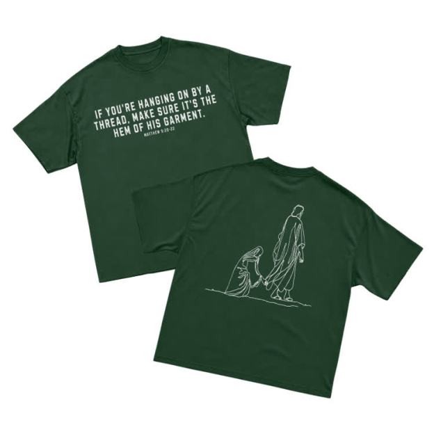 Minimal Sketch Faith Inspired Short Sleeve Streetwear T-Shirt - Green - US16-18(2XL) - image 10