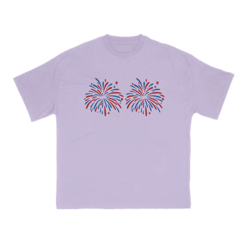 Funny Fireworks Print T-shirt - Purple - US16-18(2XL) - image 10