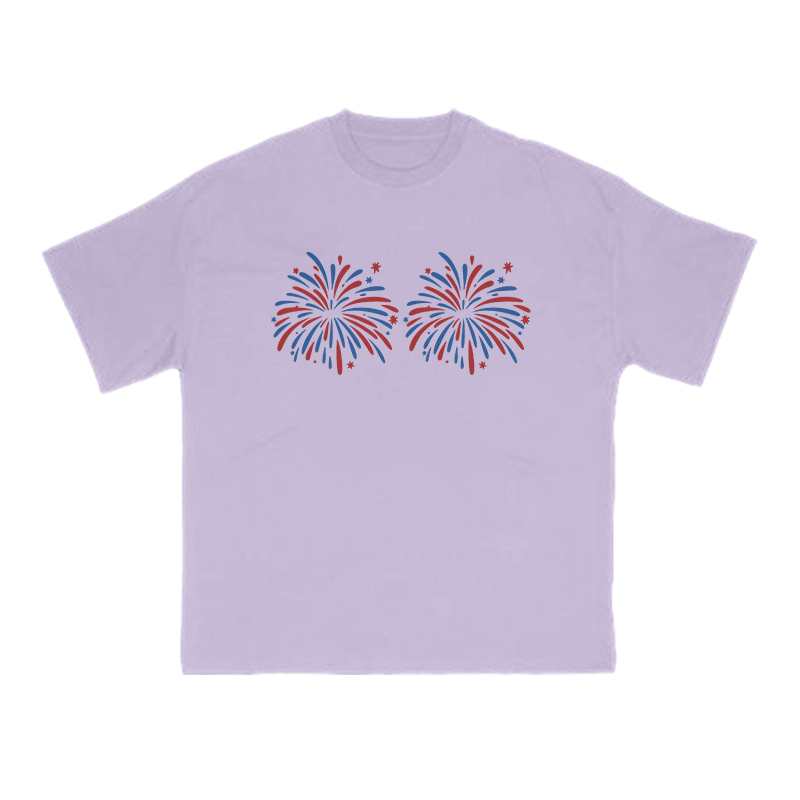 Funny Fireworks Print T-shirt - Purple - US16-18(2XL) - image 10