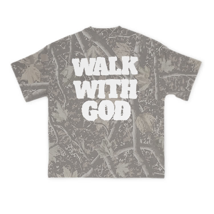 Walk With God Camo Print T-shirt - Khaki - 8XL - image 3